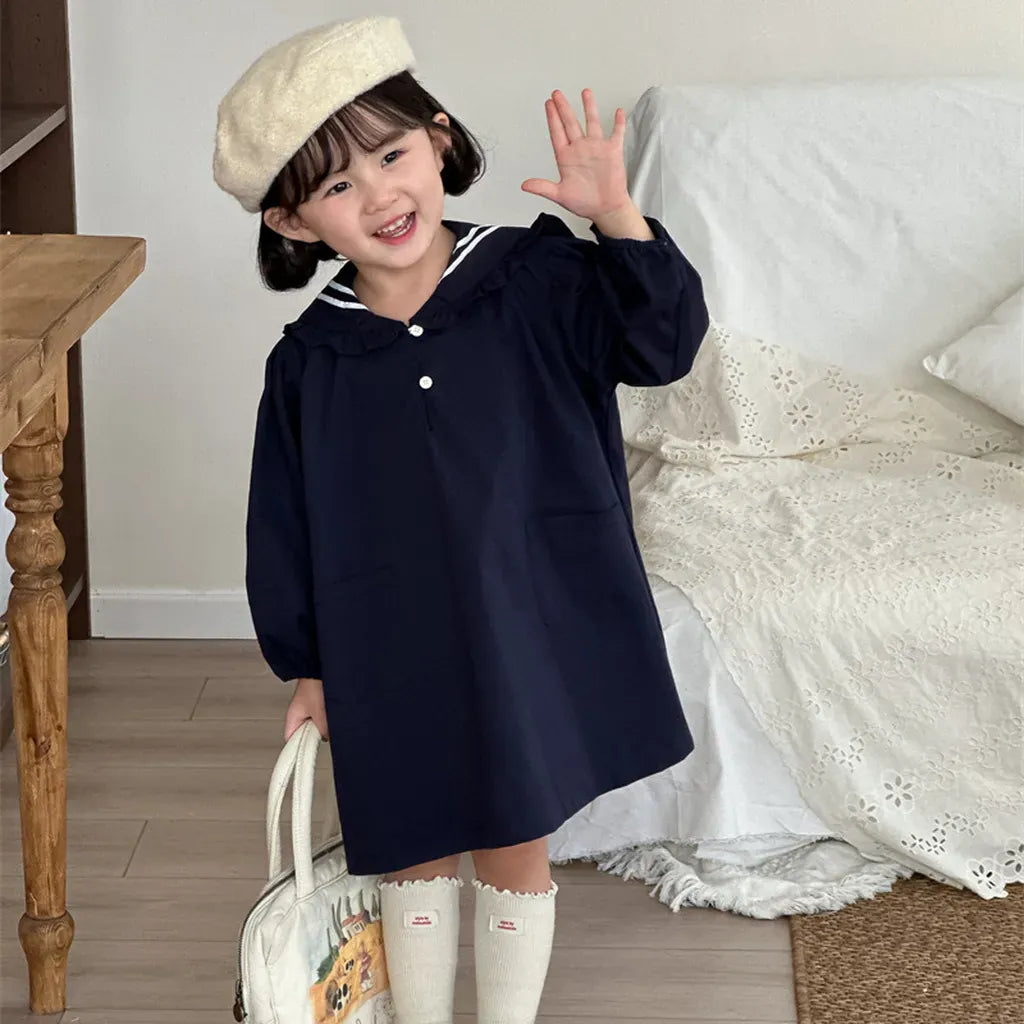 長袖ワンピース セーラーカラー長袖ワンピース【mh0011261】