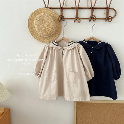 長袖ワンピース セーラーカラー長袖ワンピース【mh0011261】