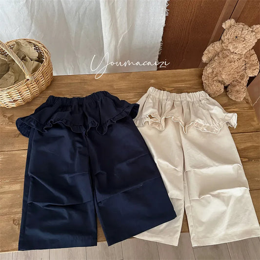 ロングパンツ・スウェットパンツ フリルウエストワイドパンツ【mh0011264】