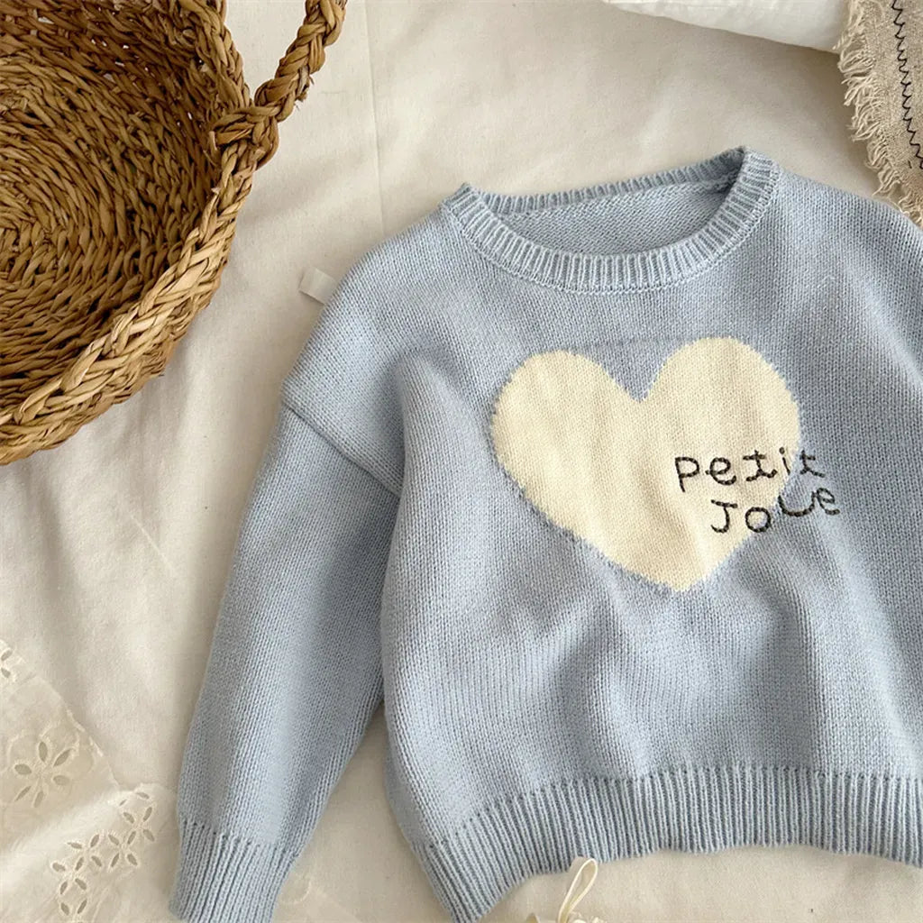 ニット・セーター ビッグハート刺繍クルーネックニット【mh0011265】