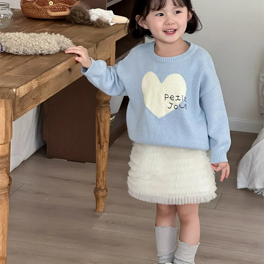 ニット・セーター ビッグハート刺繍クルーネックニット【mh0011265】