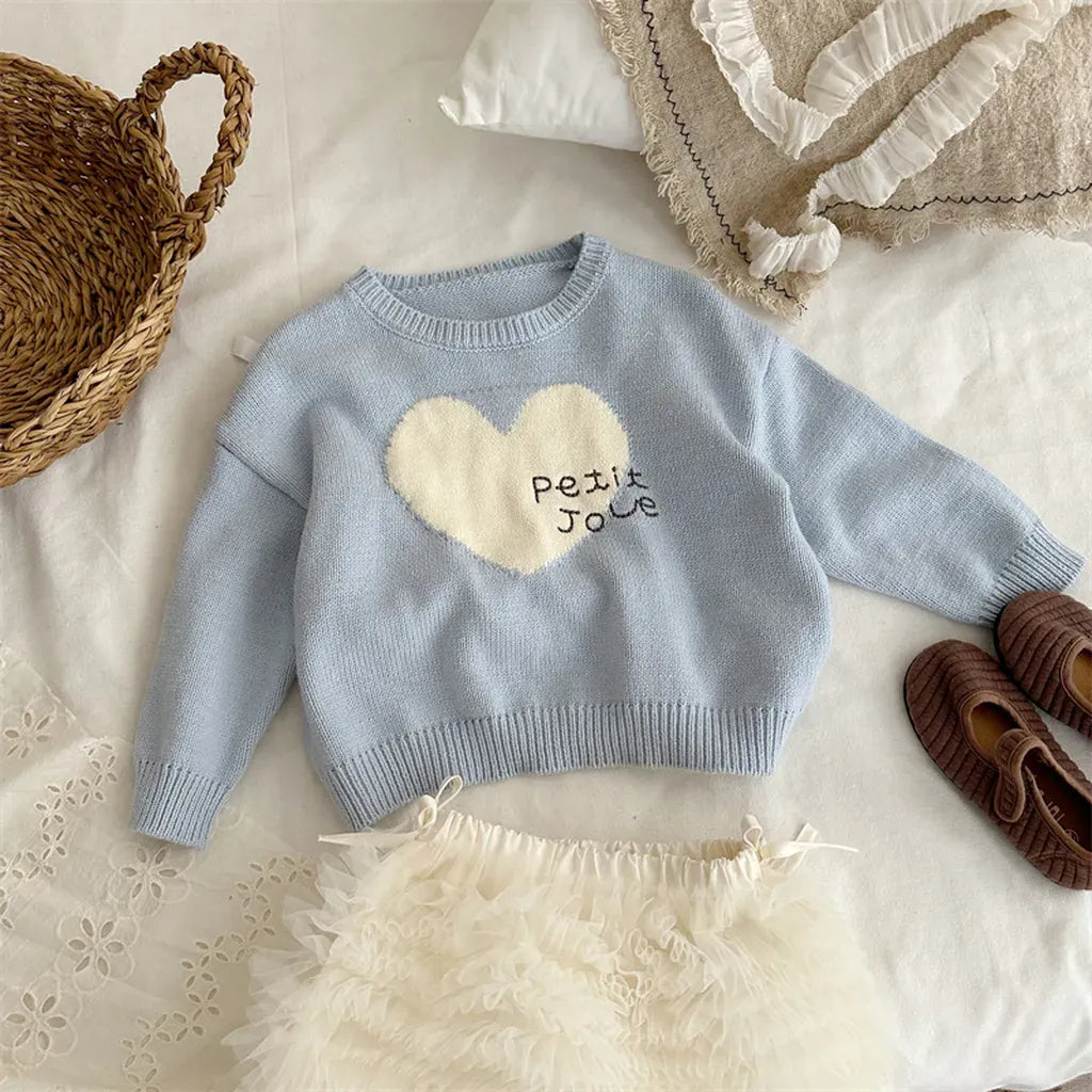 ニット・セーター ビッグハート刺繍クルーネックニット【mh0011265】