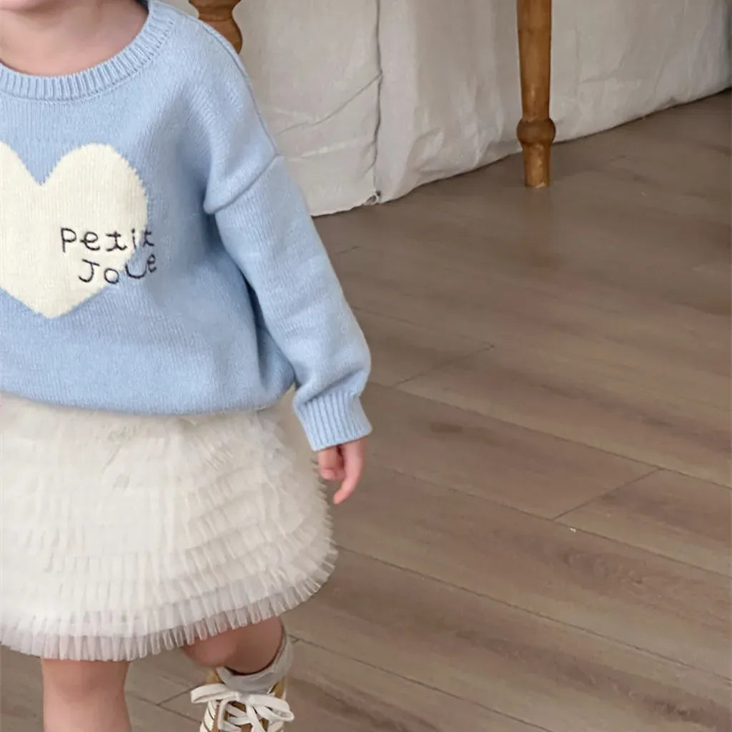 ニット・セーター ビッグハート刺繍クルーネックニット【mh0011265】