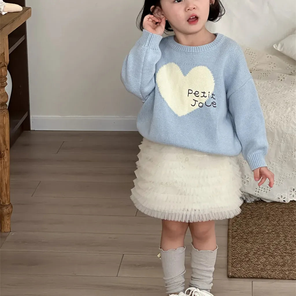 ニット・セーター ビッグハート刺繍クルーネックニット【mh0011265】