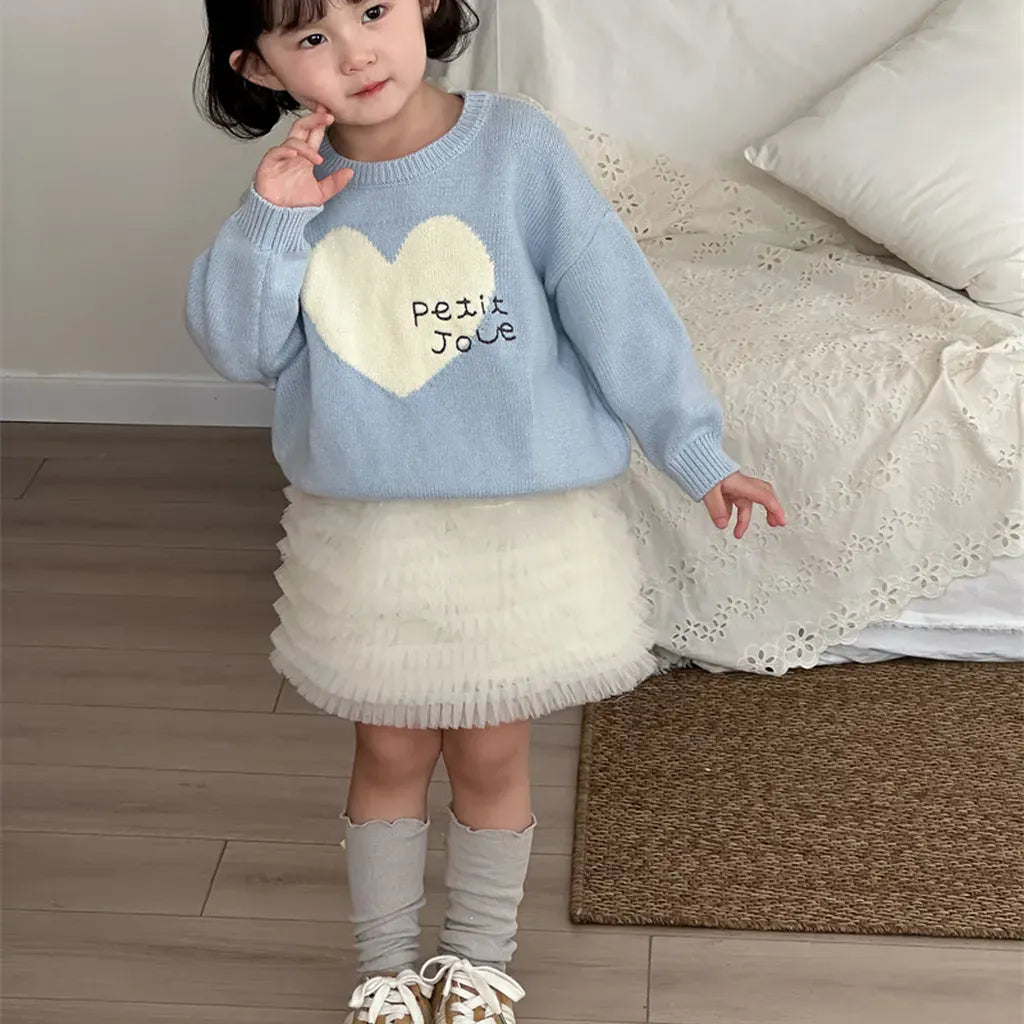 ニット・セーター ビッグハート刺繍クルーネックニット【mh0011265】