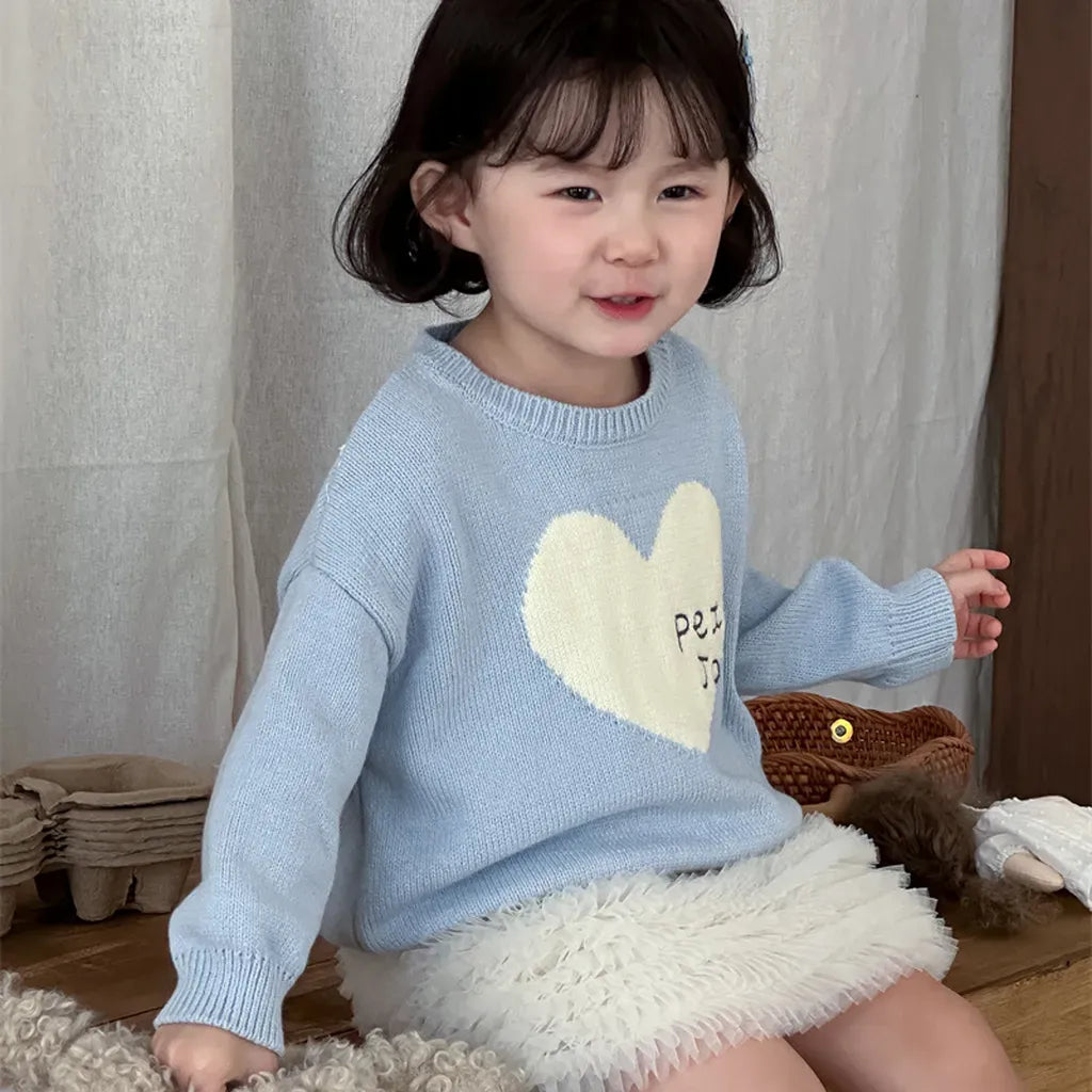 ニット・セーター ビッグハート刺繍クルーネックニット【mh0011265】