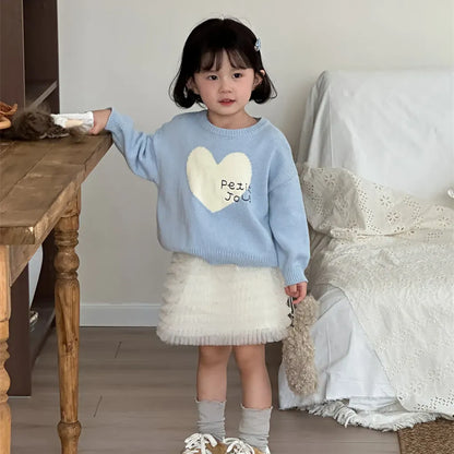 ニット・セーター ビッグハート刺繍クルーネックニット【mh0011265】