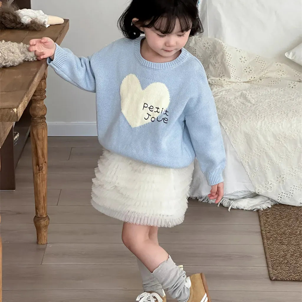 ニット・セーター ビッグハート刺繍クルーネックニット【mh0011265】