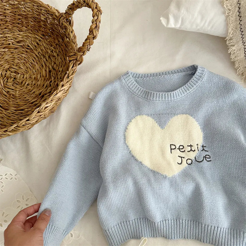 ニット・セーター ビッグハート刺繍クルーネックニット【mh0011265】