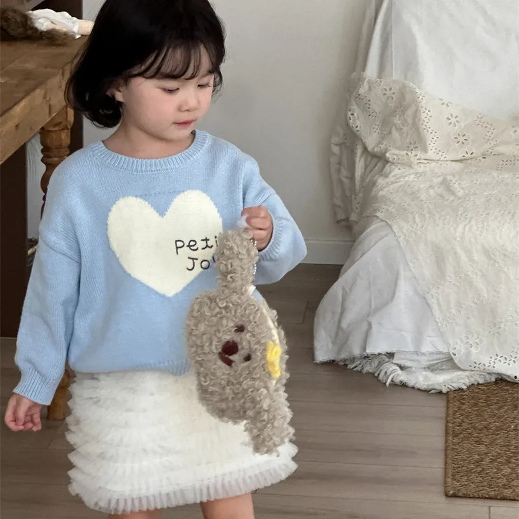 ニット・セーター ビッグハート刺繍クルーネックニット【mh0011265】