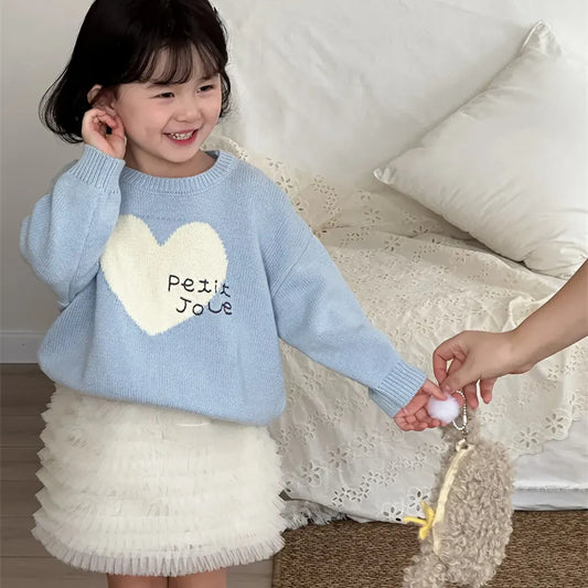 ニット・セーター ビッグハート刺繍クルーネックニット【mh0011265】