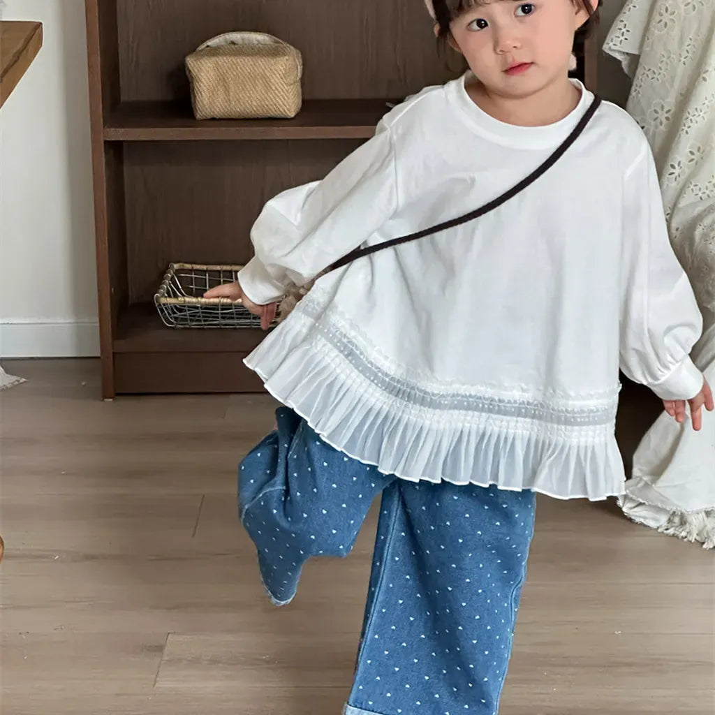 デニムパンツ ハートプリントデニムワイドパンツ【mh0011266】