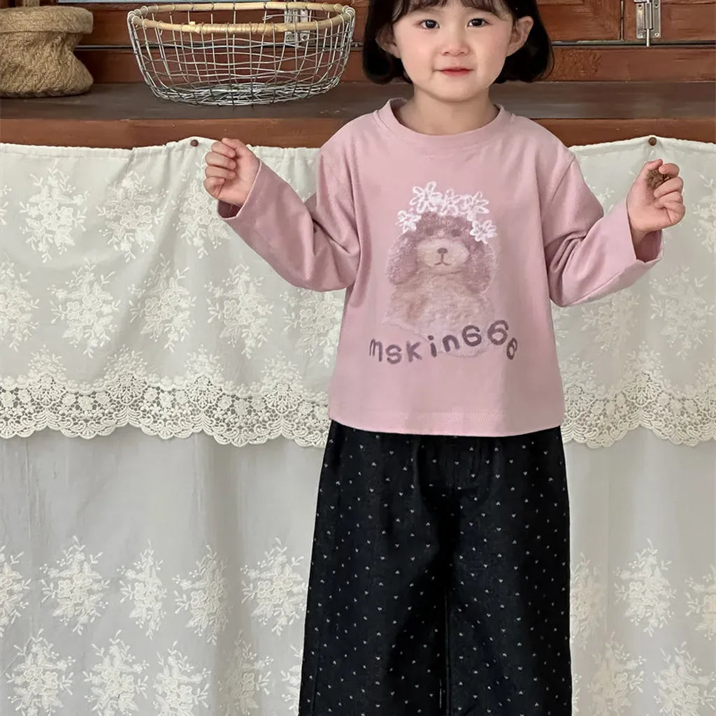 デニムパンツ ハートプリントデニムワイドパンツ【mh0011266】