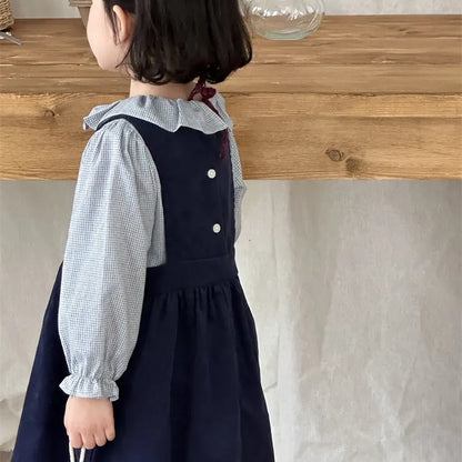 長袖シャツ・ブラウス ギンガムチェックフリル襟長袖ブラウス【mh0011270】