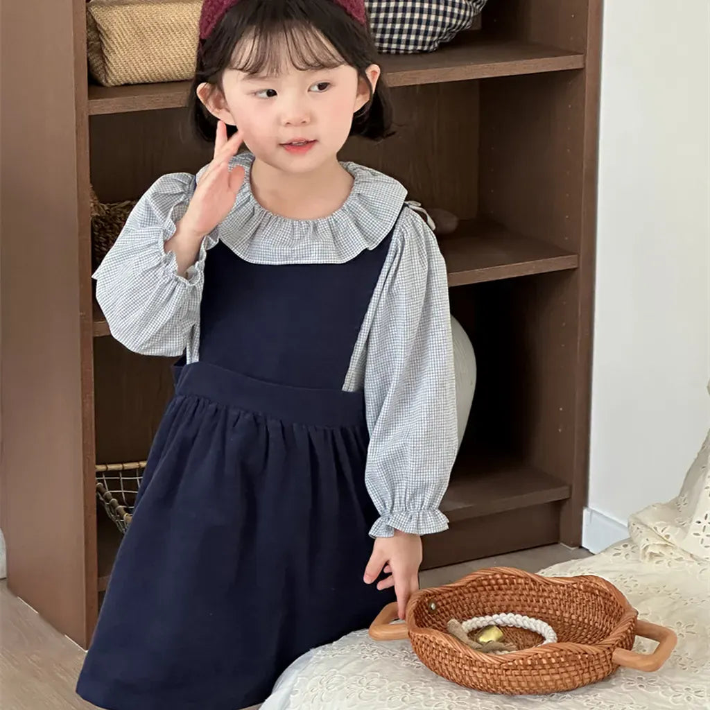 長袖シャツ・ブラウス ギンガムチェックフリル襟長袖ブラウス【mh0011270】