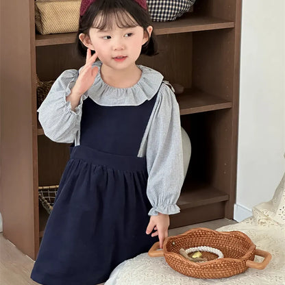 長袖シャツ・ブラウス ギンガムチェックフリル襟長袖ブラウス【mh0011270】