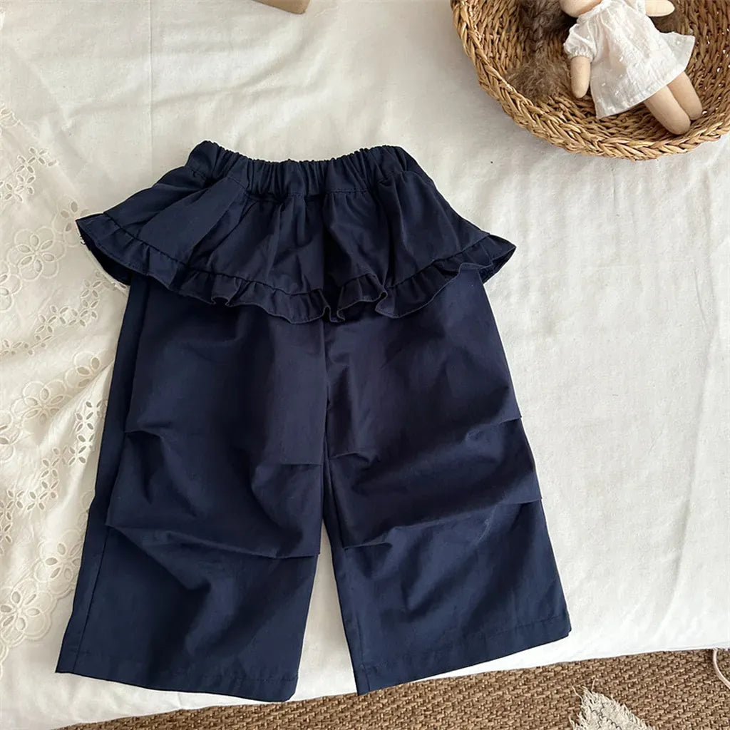 ロングパンツ・スウェットパンツ Navy / 80cm フリルウエストワイドパンツ【mh0011264】