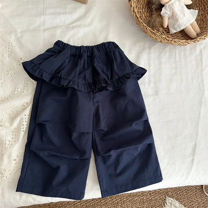 ロングパンツ・スウェットパンツ Navy / 80cm フリルウエストワイドパンツ【mh0011264】