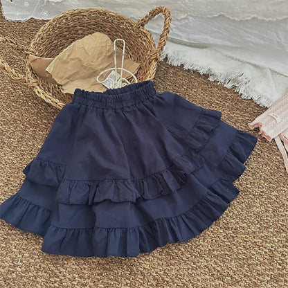 スカート Navy Blue / 18M (80) キッズスカート ティアードフリル重ね着ケーキスカート 2カラー【mh0006767】