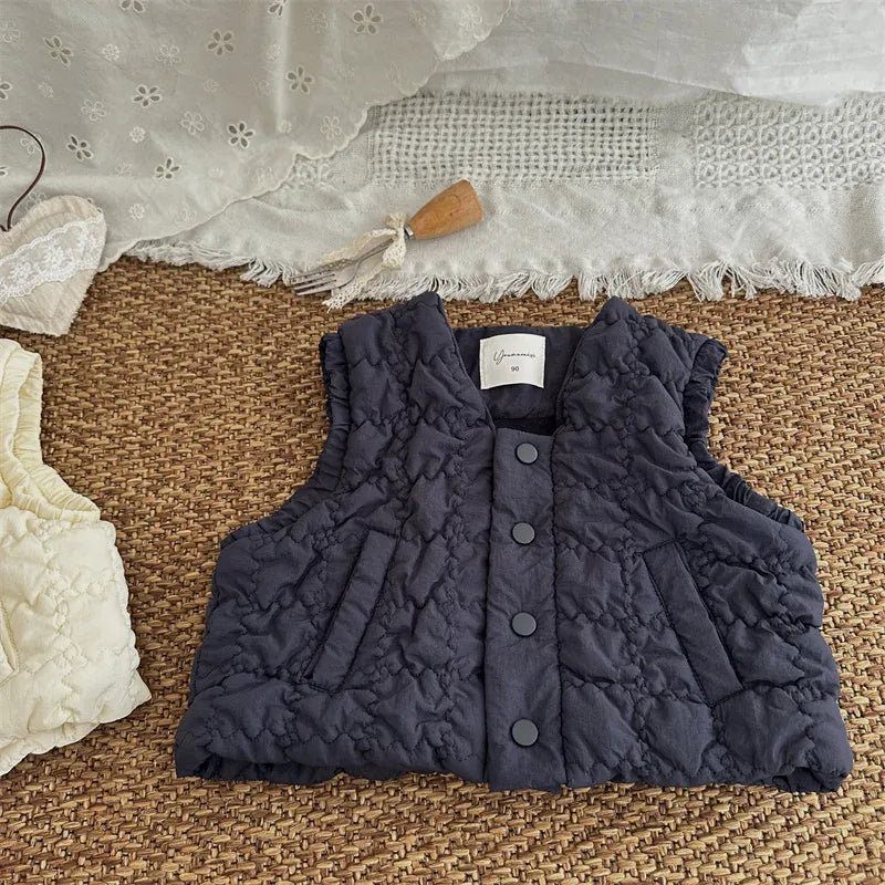 ベスト Navy Blue / 18M (80) キッズベスト エンボスキルティングショートアウターベスト【mh0007914】