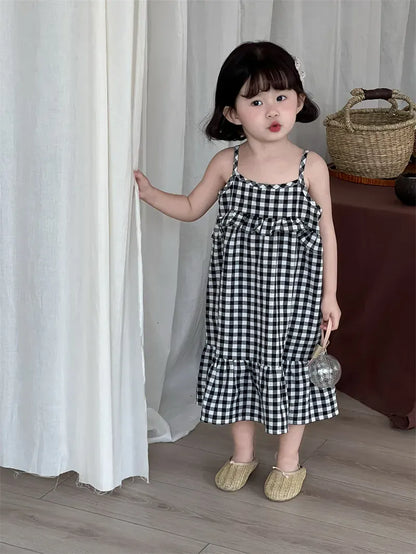 ノースリーブワンピース Plaid / 18M (80) キッズワンピース チェックフリルキャミソールワンピース【mh0008909】