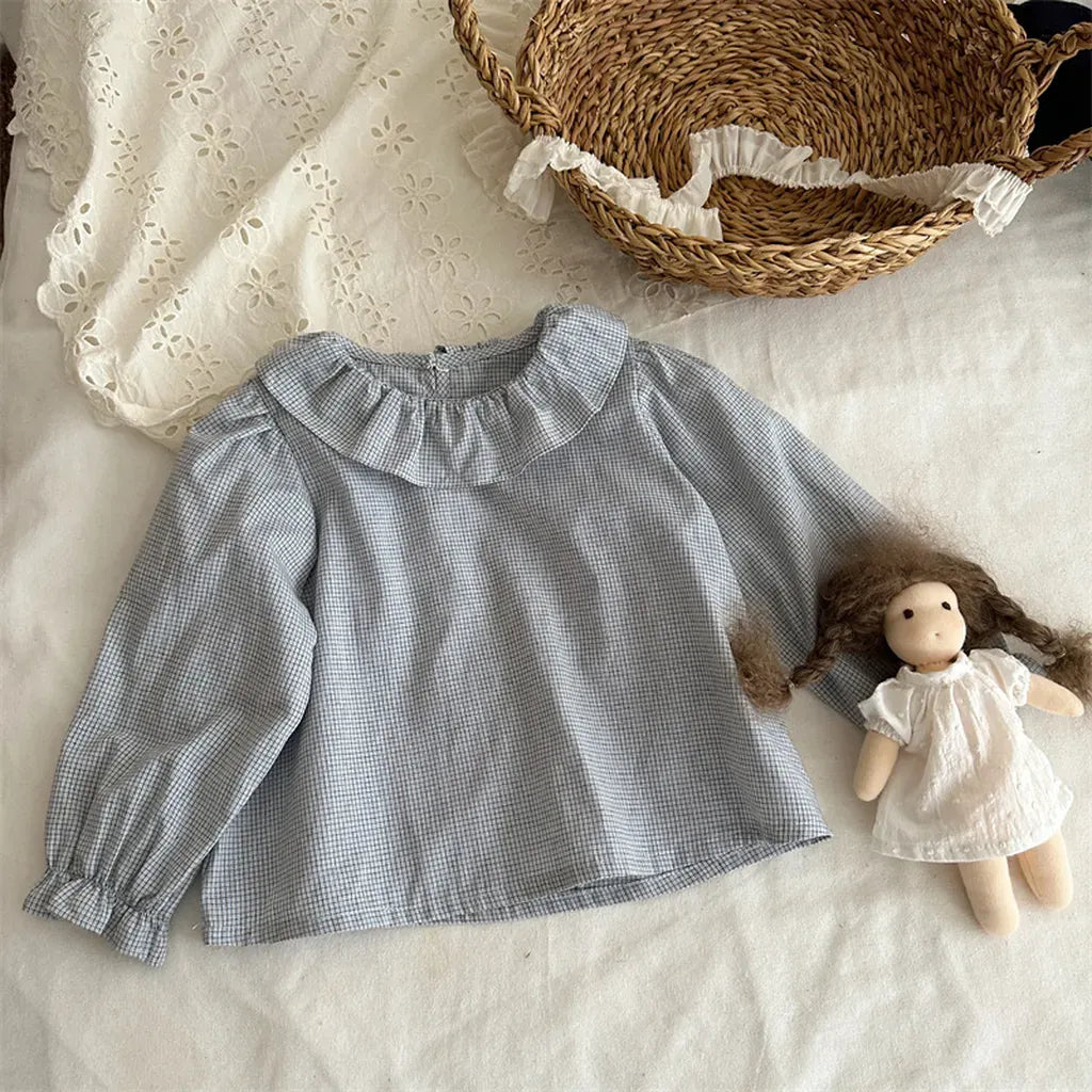 長袖シャツ・ブラウス Plaid / 80cm ギンガムチェックフリル襟長袖ブラウス【mh0011270】