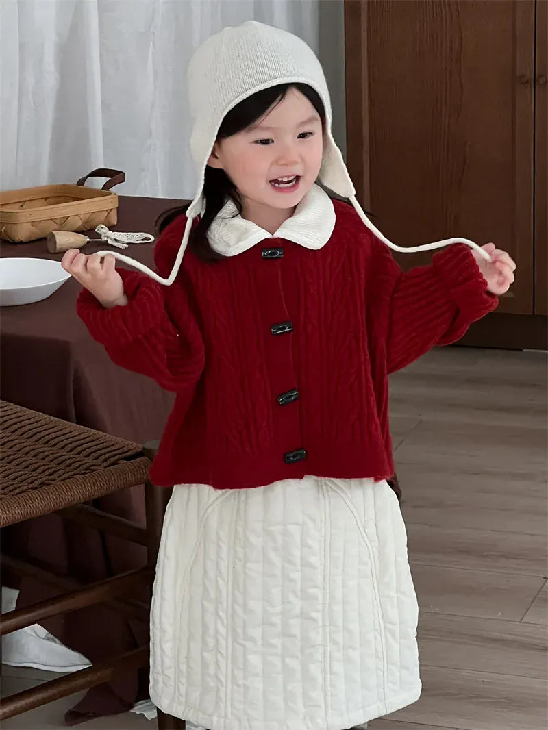 カーディガン・パーカー Red / 18M (80) キッズカーディガン トグルボタン長袖ニットカーディガンジャケット【mh0007917】