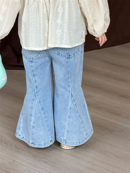 デニムパンツ Spliced Elastic Waist Flared Pants フレア デニムパンツ【mh0012196】