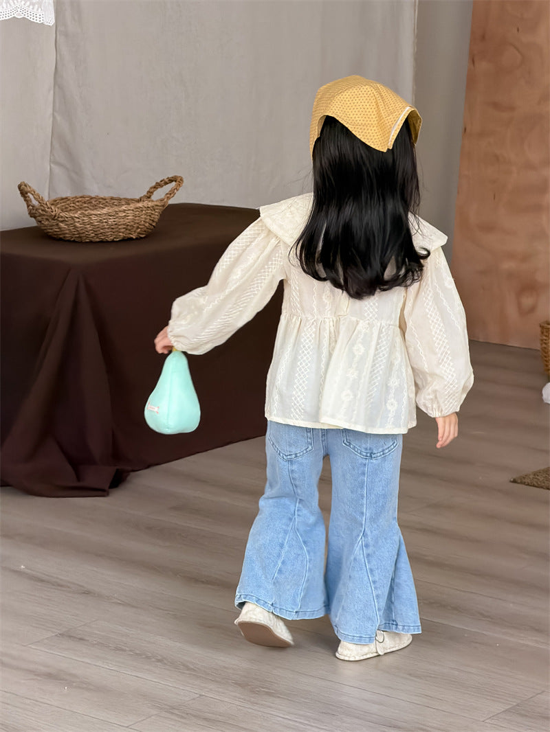 デニムパンツ Spliced Elastic Waist Flared Pants フレア デニムパンツ【mh0012196】