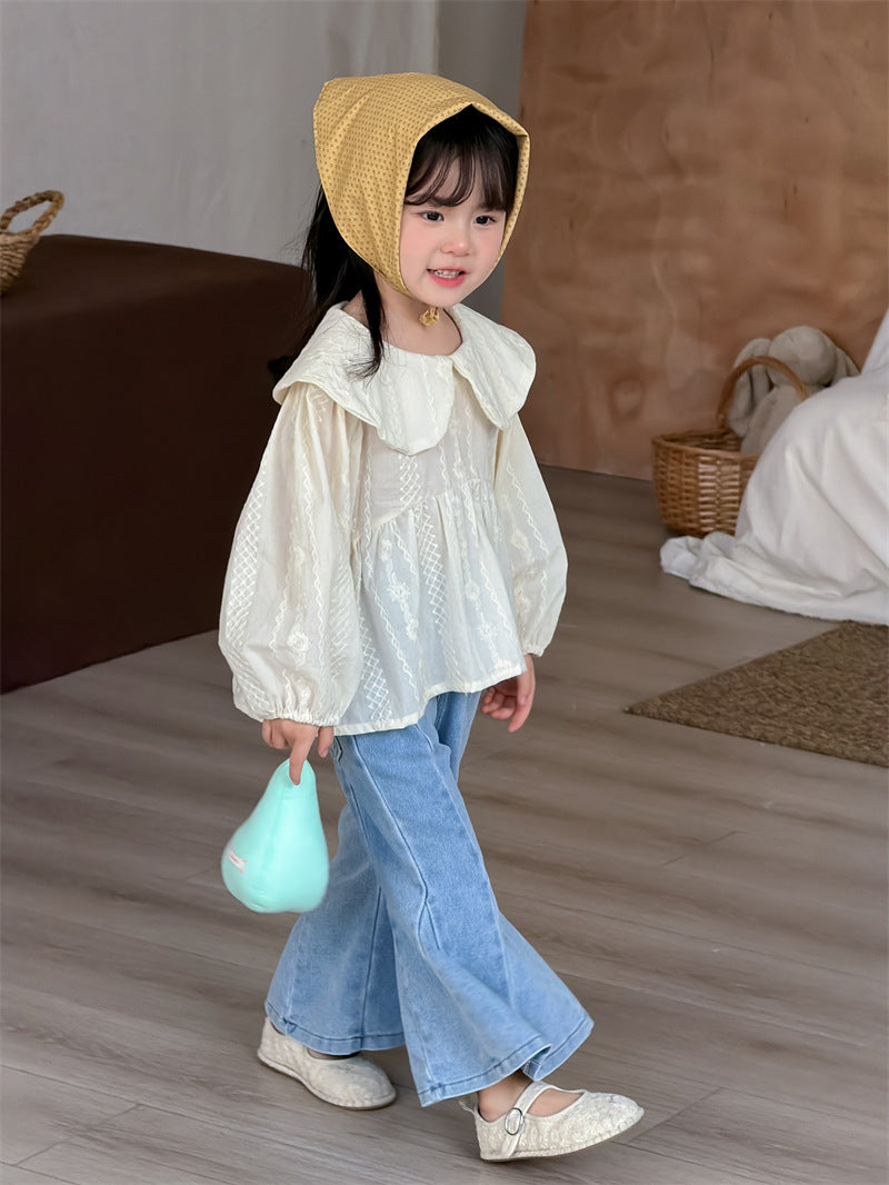 デニムパンツ Spliced Elastic Waist Flared Pants フレア デニムパンツ【mh0012196】