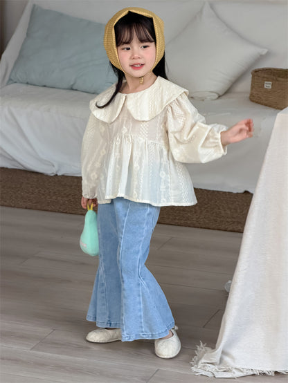 デニムパンツ Spliced Elastic Waist Flared Pants フレア デニムパンツ【mh0012196】