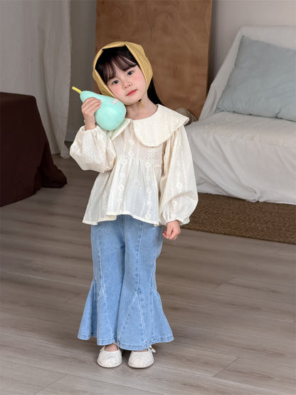 デニムパンツ Spliced Elastic Waist Flared Pants フレア デニムパンツ【mh0012196】