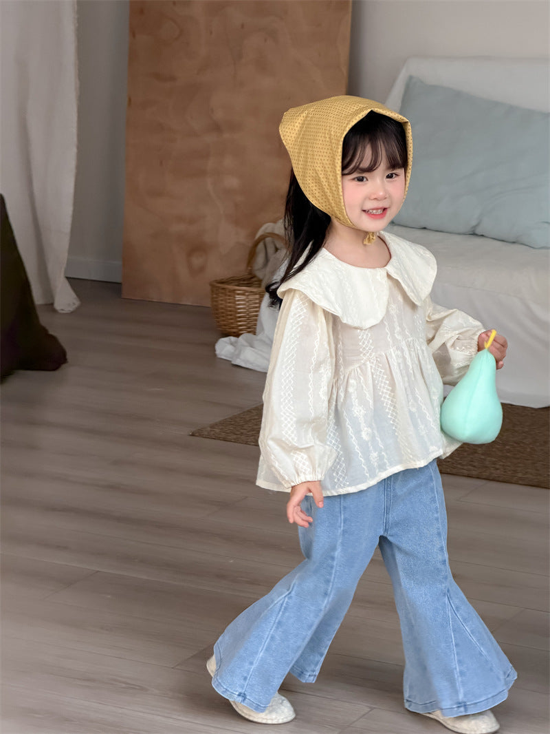 デニムパンツ Spliced Elastic Waist Flared Pants フレア デニムパンツ【mh0012196】