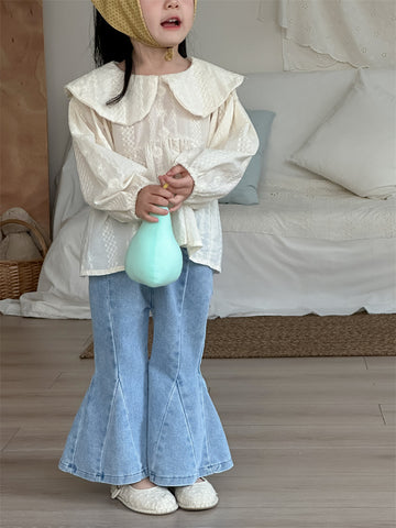 デニムパンツ Spliced Elastic Waist Flared Pants フレア デニムパンツ【mh0012196】