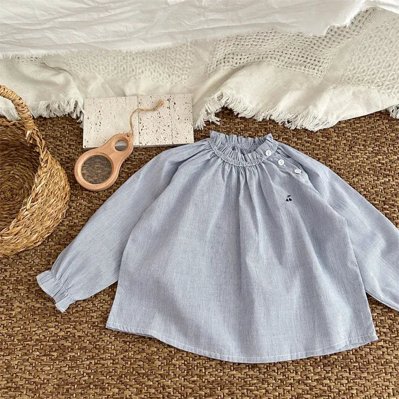 長袖シャツ・ブラウス Stripe / 80cm 9-12M キッズトップス ピンストライプ長袖スモックブラウス【mh0007184】