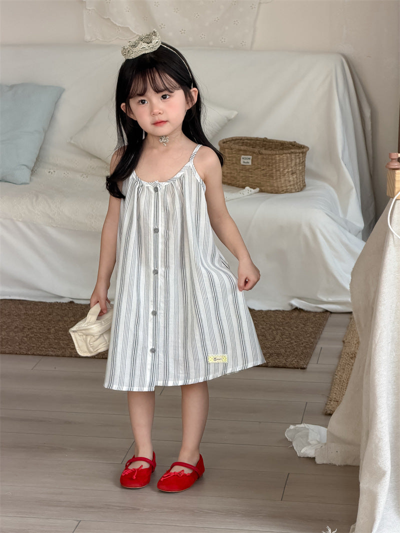 ノースリーブワンピース Stripe / 80cm Vertical Stripe Sundress Labeled Dress ストライプ柄 キャミワンピース【mh0012187】