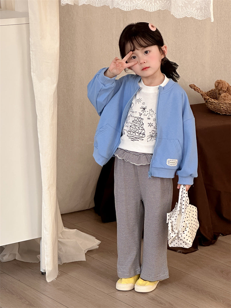 ロングパンツ・スウェットパンツ Striped Ruffle Knitted Straight Leg Pants ストライプ フリル ニットパンツ【mh0012208】