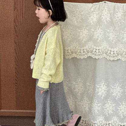 カーディガン・パーカー ショート丈Vネックニットカーディガン【mh0011255】