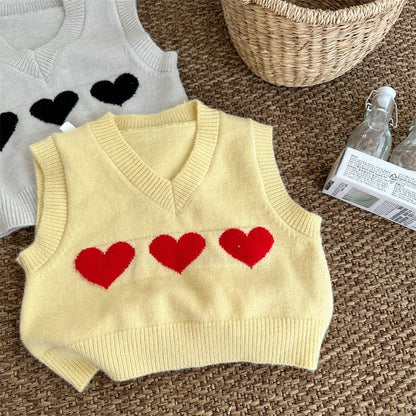 ベスト ハートモチーフVネックニットベスト【mh0011260】