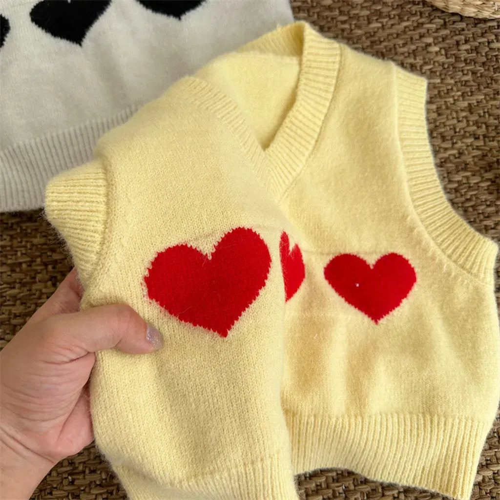 ベスト ハートモチーフVネックニットベスト【mh0011260】