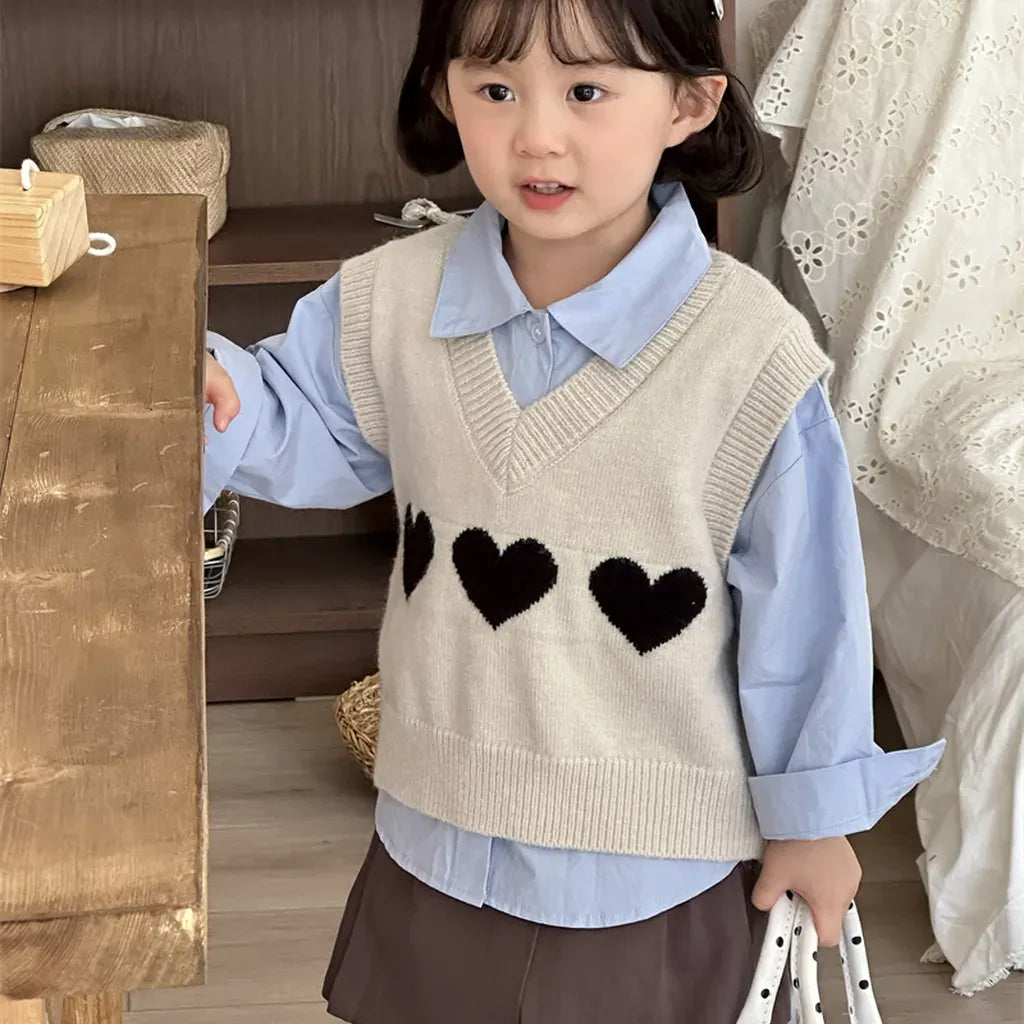 ベスト ハートモチーフVネックニットベスト【mh0011260】