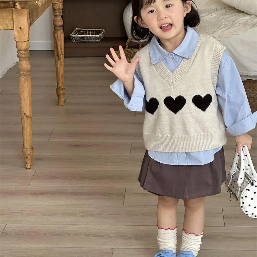 ベスト ハートモチーフVネックニットベスト【mh0011260】