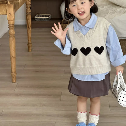 ベスト ハートモチーフVネックニットベスト【mh0011260】
