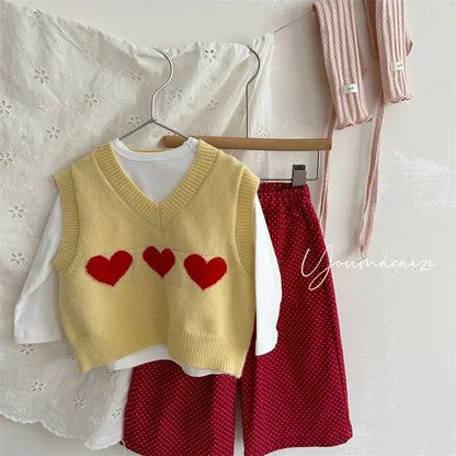 ベスト ハートモチーフVネックニットベスト【mh0011260】