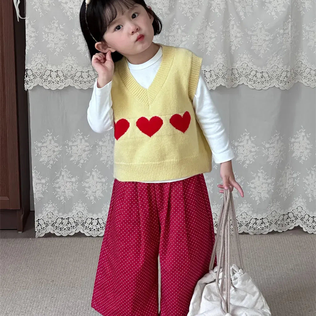 ベスト ハートモチーフVネックニットベスト【mh0011260】