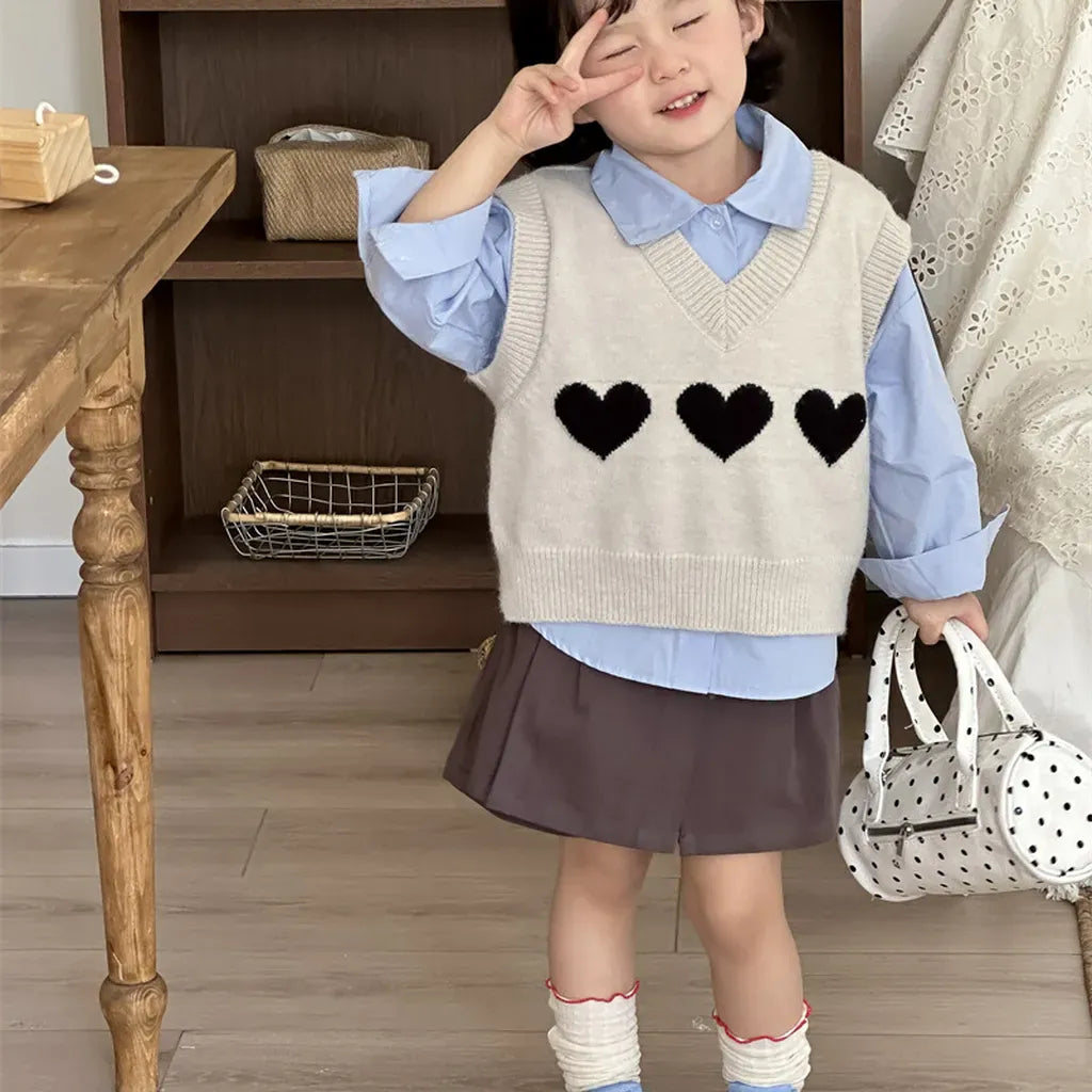 ベスト ハートモチーフVネックニットベスト【mh0011260】