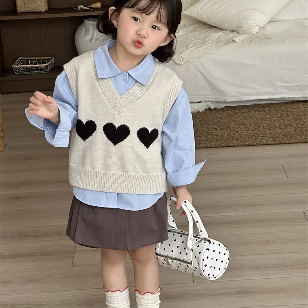 ベスト ハートモチーフVネックニットベスト【mh0011260】