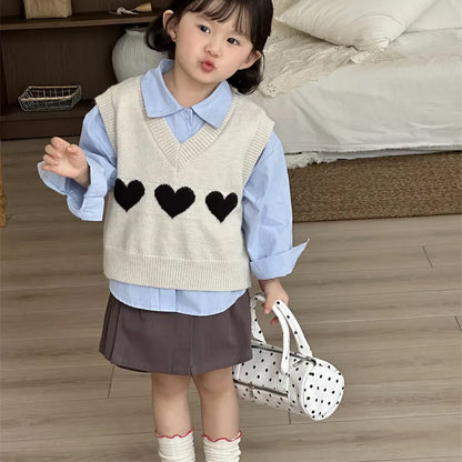 ベスト ハートモチーフVネックニットベスト【mh0011260】