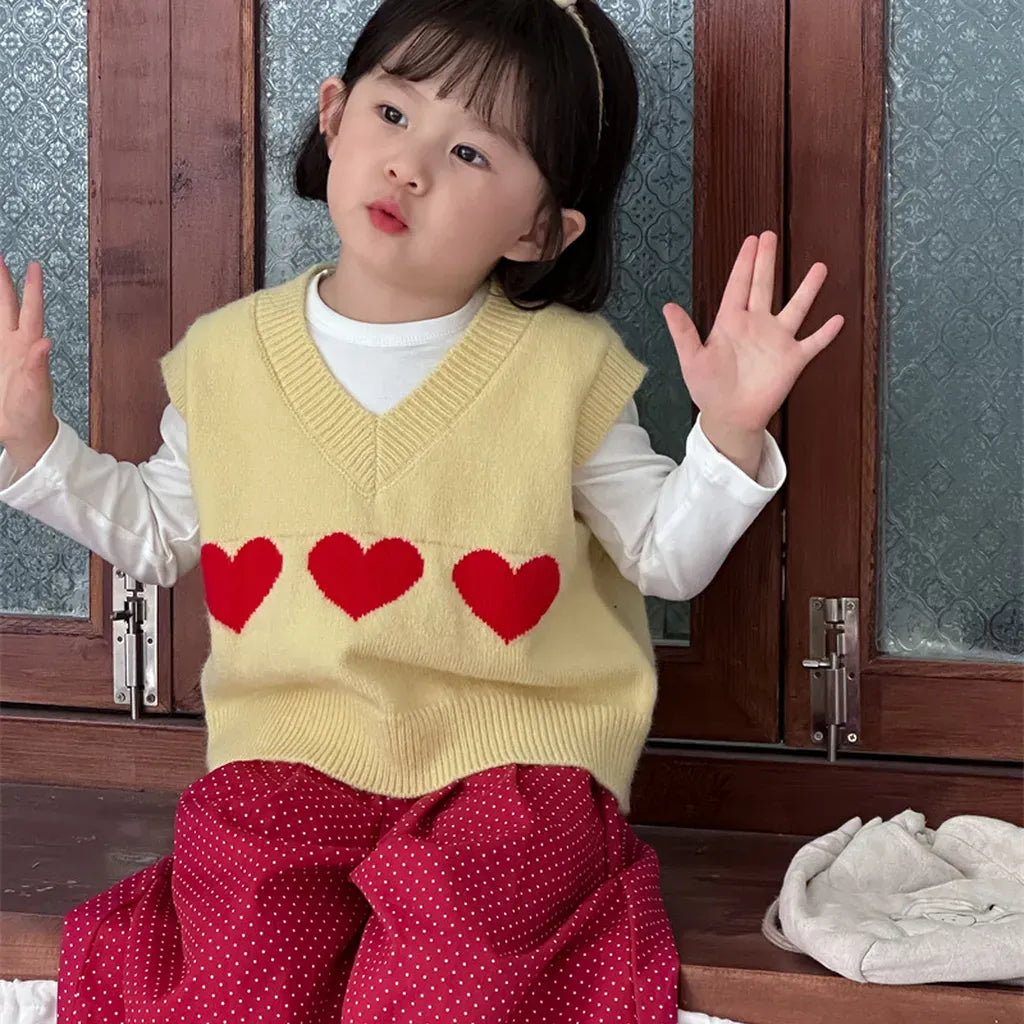 ベスト ハートモチーフVネックニットベスト【mh0011260】