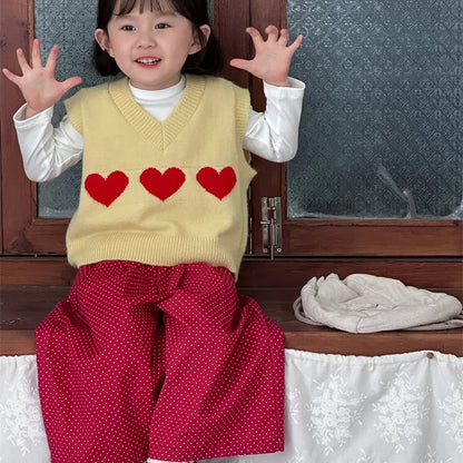 ベスト ハートモチーフVネックニットベスト【mh0011260】